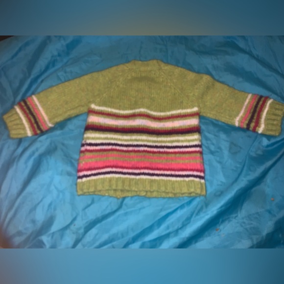 Greendog Wool Blend Striped Colorful Floral Cardigan SZ 12 Month - Picture 4 of 4
